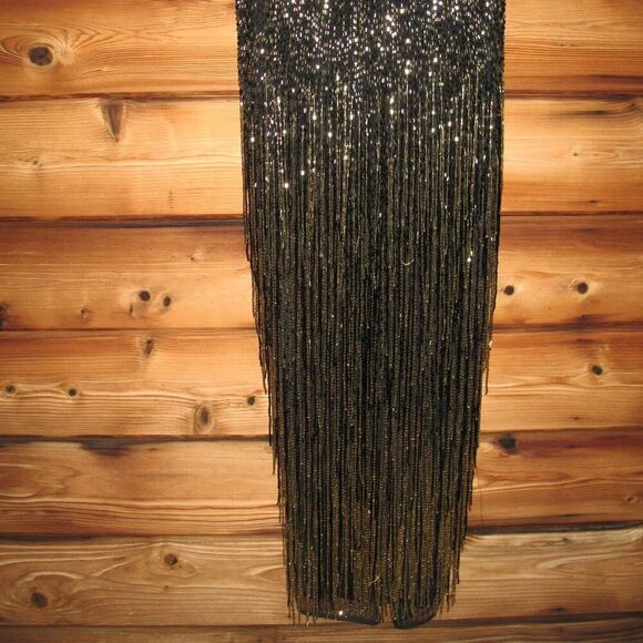 MAC DUGGAL 93584 Long Sleeve Beaded Fringe Evening Gown Dress - Picture 14 of 15